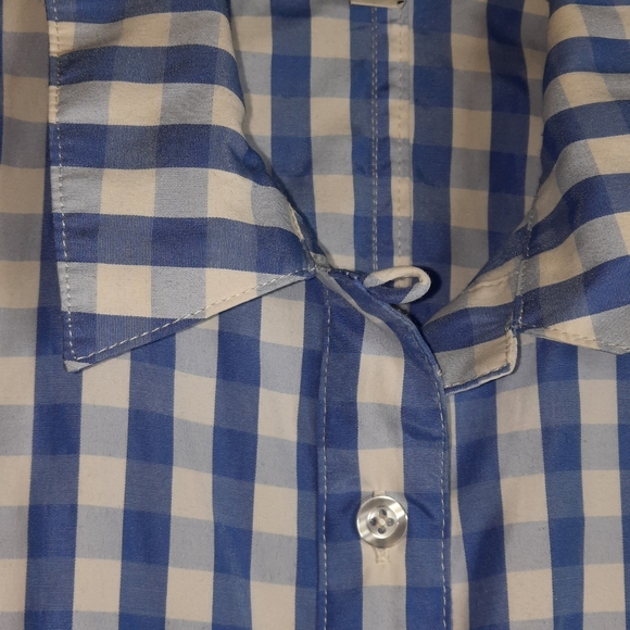 THAKOON Gingham Cotton Mini Dress Cottage Girly Prep Feminine Blue White Check S - Picture 5 of 6